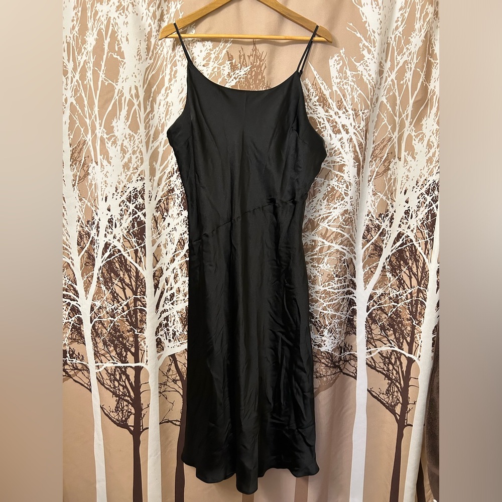 Express XL Black Midi Slip Dress with Spaghetti Straps